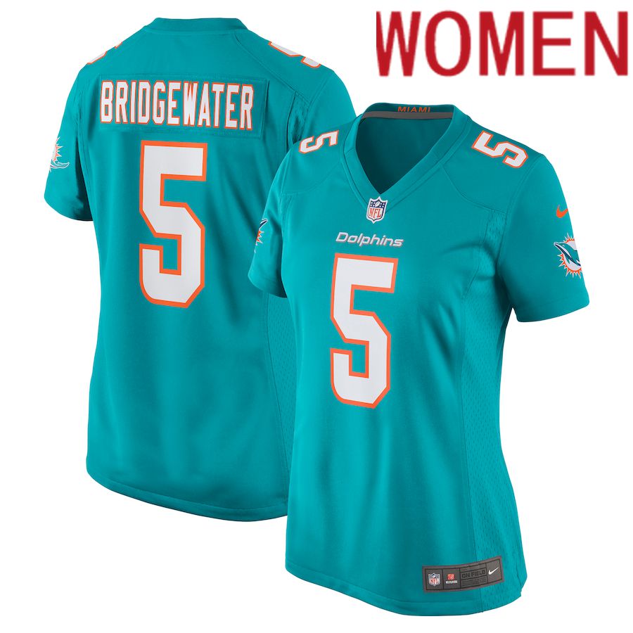 Women Miami Dolphins 5 Teddy Bridgewater Nike Aqua Game NFL Jersey